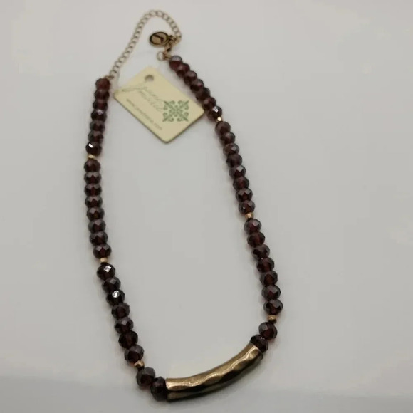 Jane Marie Topaz Natural Stone Beaded Necklace 16" - Picture 3 of 8